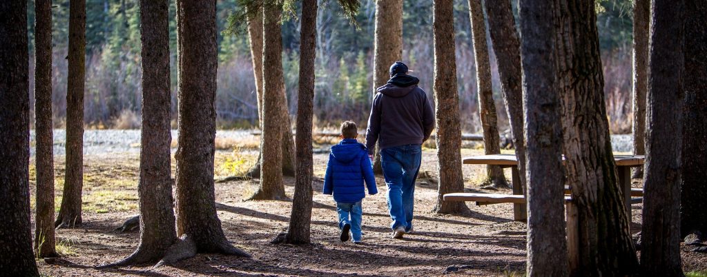 Family walk outdoors