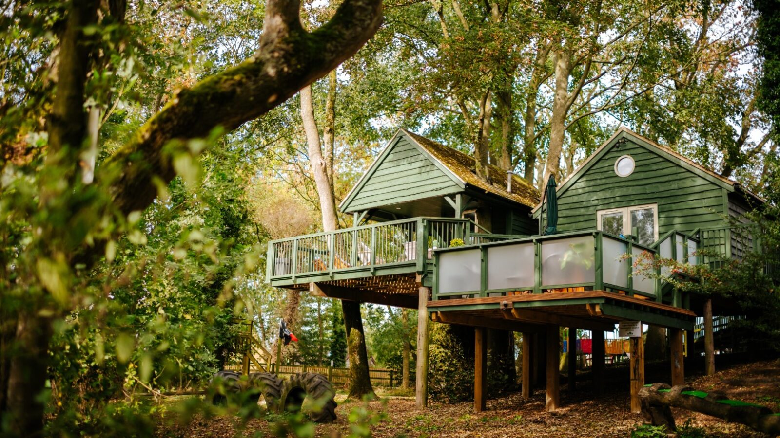 Wills Treehouse, with its lush green walls and lofty perch on stilts, is embraced by a forest where dappled sunlight filters through the leaves, creating a serene and enchanting escape.