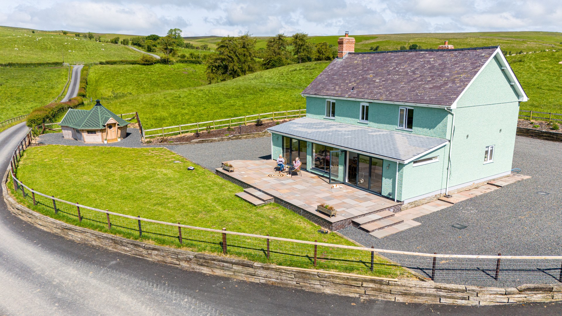 Waen Farmhouse sits within a lush green landscape with no neighbours close by offering a peaceful getaway and total seclusion. 